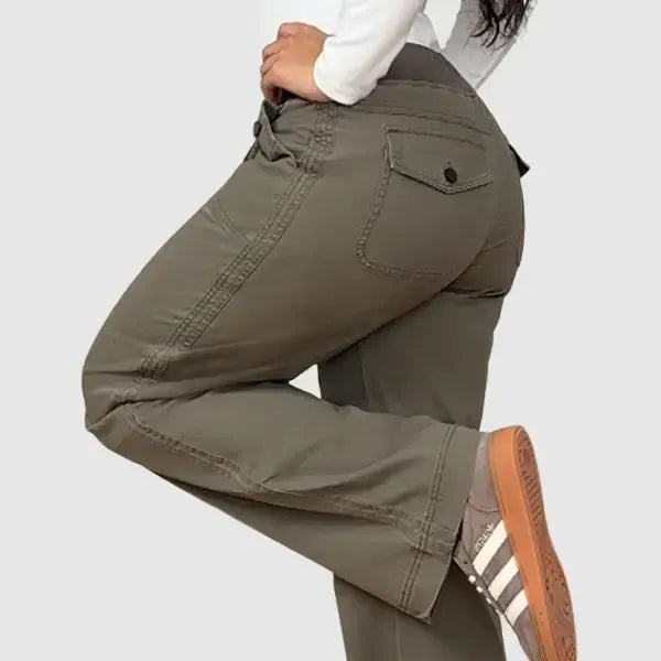 Solid Seam Detail Drawstring Mid Rise Straight Leg Pants High Stretch Fabric Women's Wear Minimalist Fit Basic Style Multiple Colors