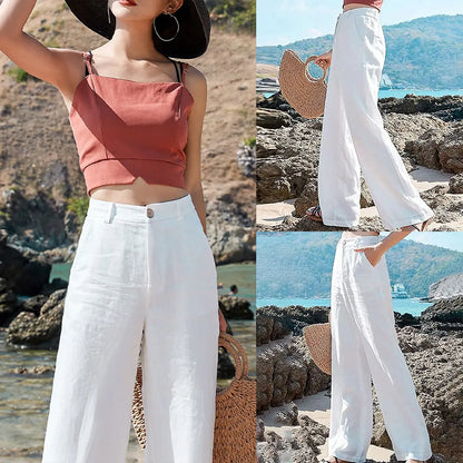 Women's High Waisted Wide Leg Linen Pants