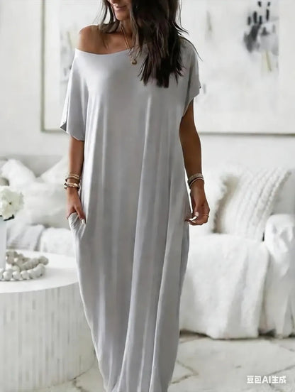 Women's Solid Color Batwing Sleeve Lounge Dress