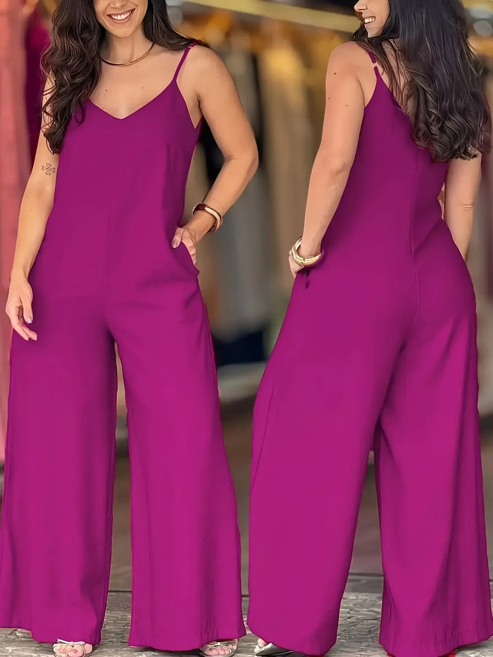 Women's Elegant Solid Color Strapless Jumpsuit, Stylish One-Piece for Casual Wear, Comfortable and Versatile Fashion Choice