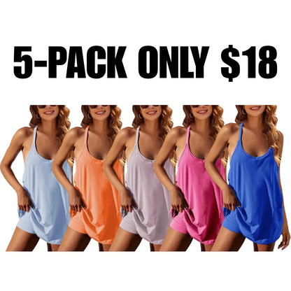 🔥Clearance sale, limited stock 🔥Women's Athletic Sleeveless Mini Dress with Built-in Shorts