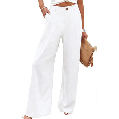 Women's High Waisted Wide Leg Linen Pants