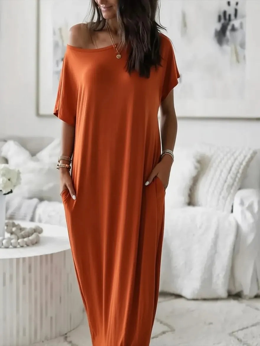 Women's Solid Color Batwing Sleeve Lounge Dress