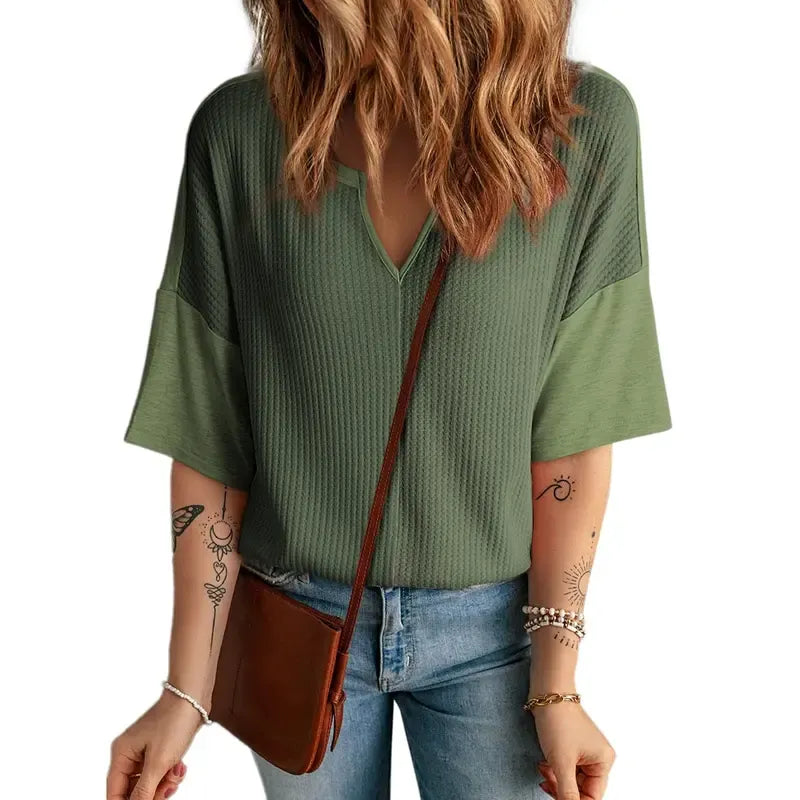 Half Sleeve Waffle Knit Shirts