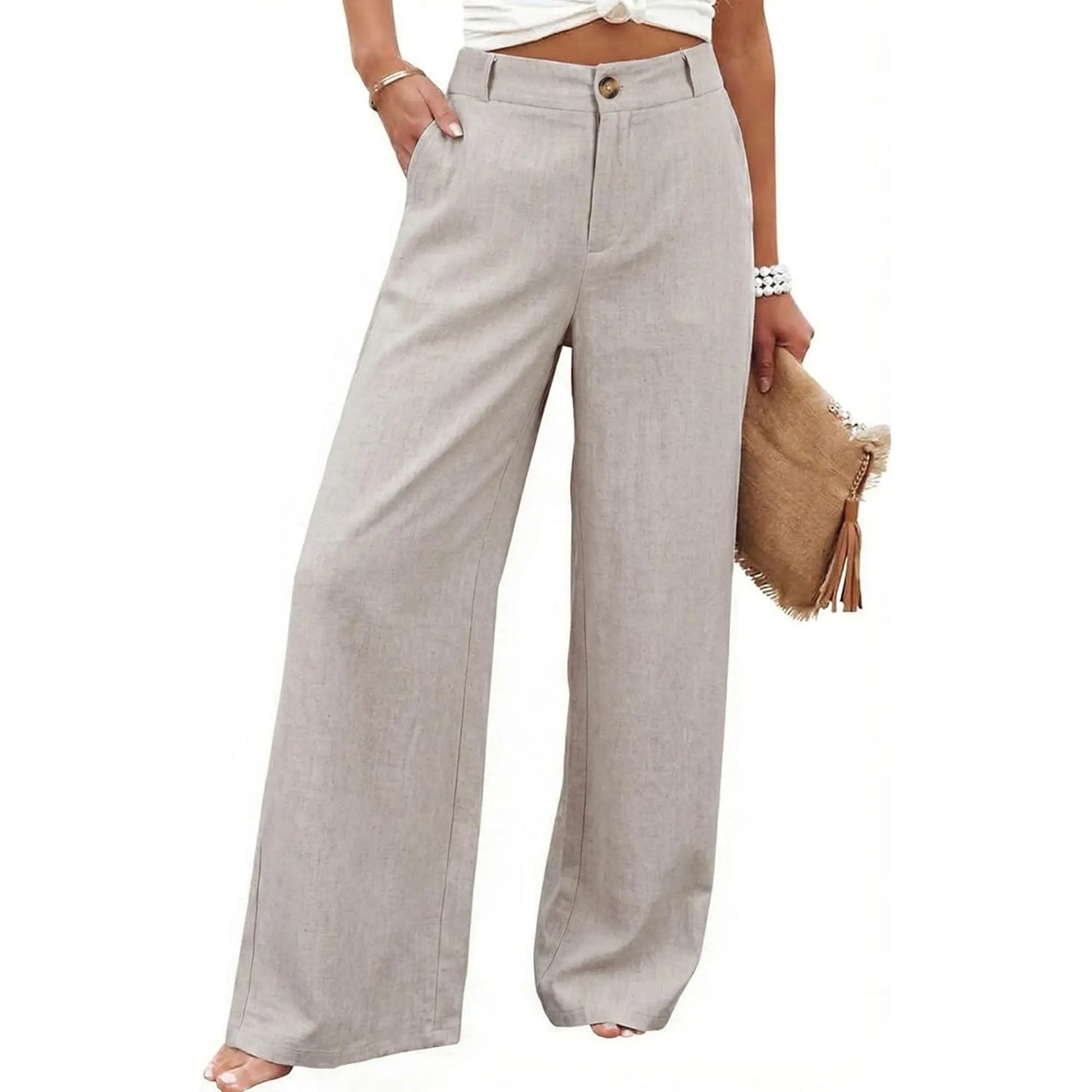 Women's High Waisted Wide Leg Linen Pants