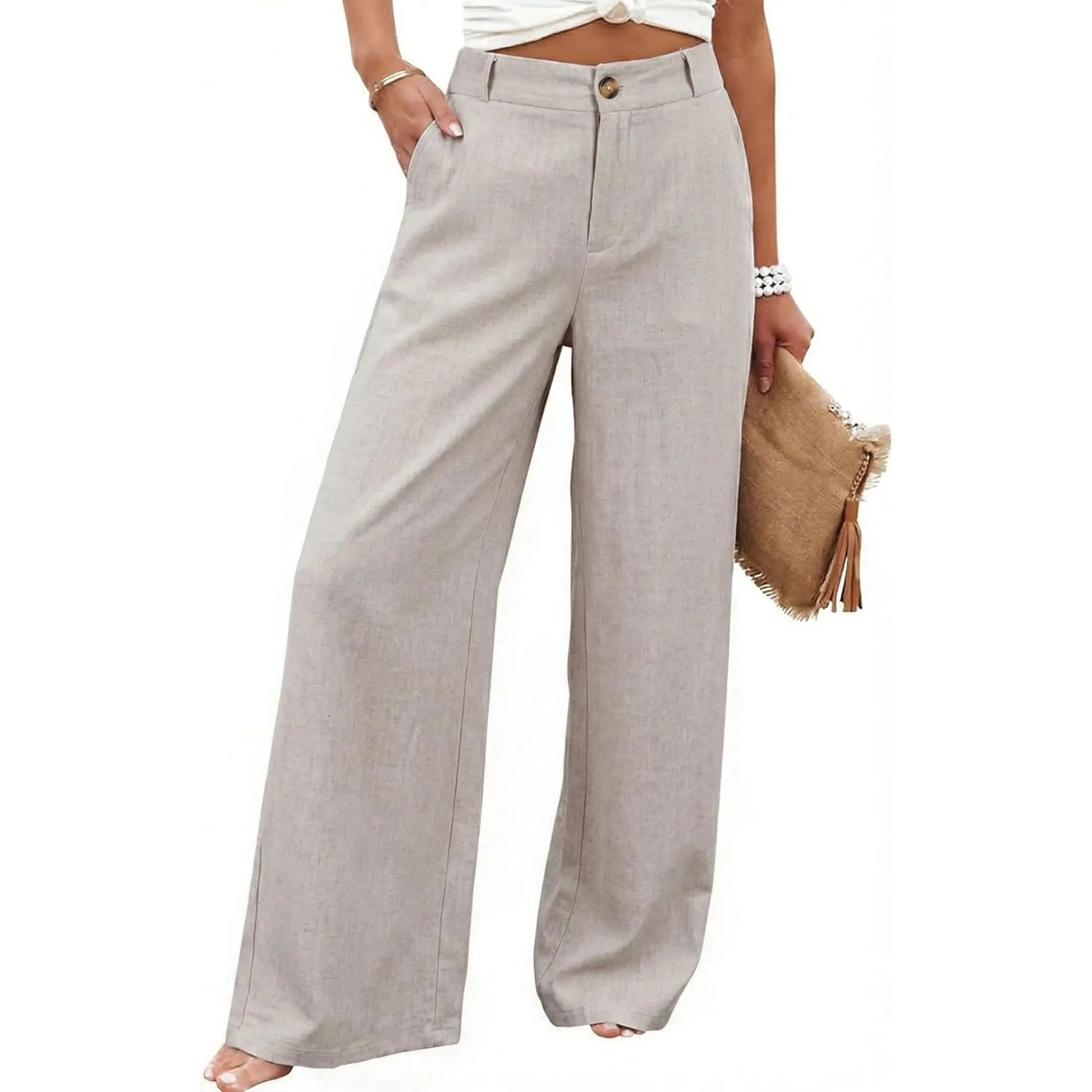 Women's High Waisted Wide Leg Linen Pants