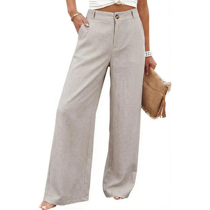 Women's High Waisted Wide Leg Linen Pants