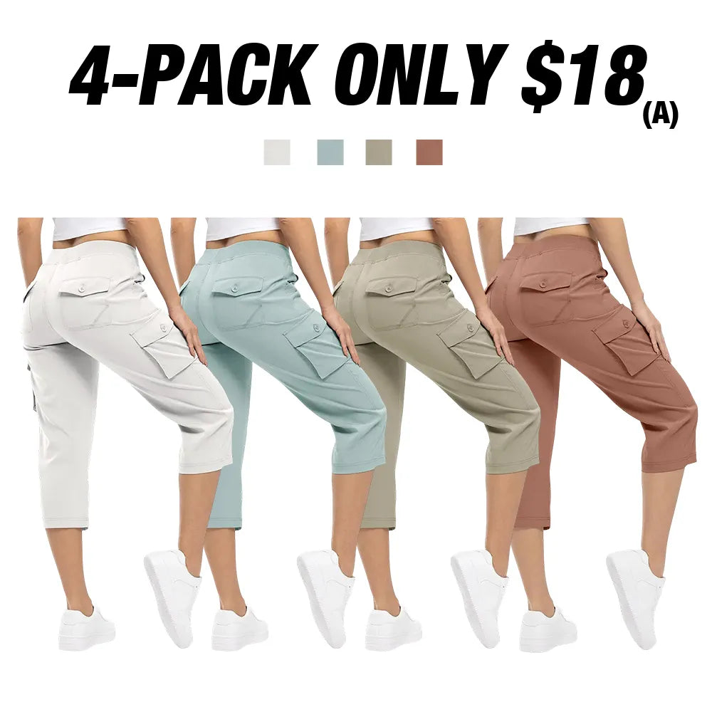 🔥Last day promotion🔥Women's Cargo Capris Lightweight Hiking Pants Shorts Cropped Cotton