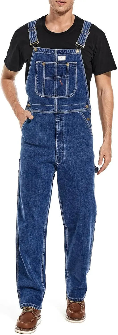 🔥Men's 8-Pack Flex Denim Bib Overalls — Adjustable & Utility Read