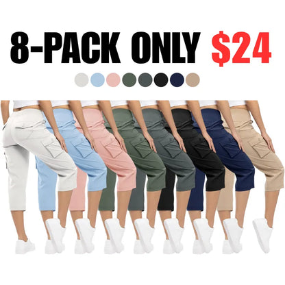 🔥Last day promotion🔥Women's Cargo Capris Lightweight Hiking Pants Shorts Cropped Cotton
