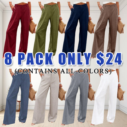 Women's High Waisted Wide Leg Linen Pants
