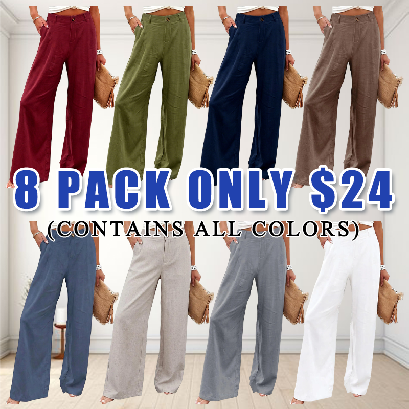Women's High Waisted Wide Leg Linen Pants