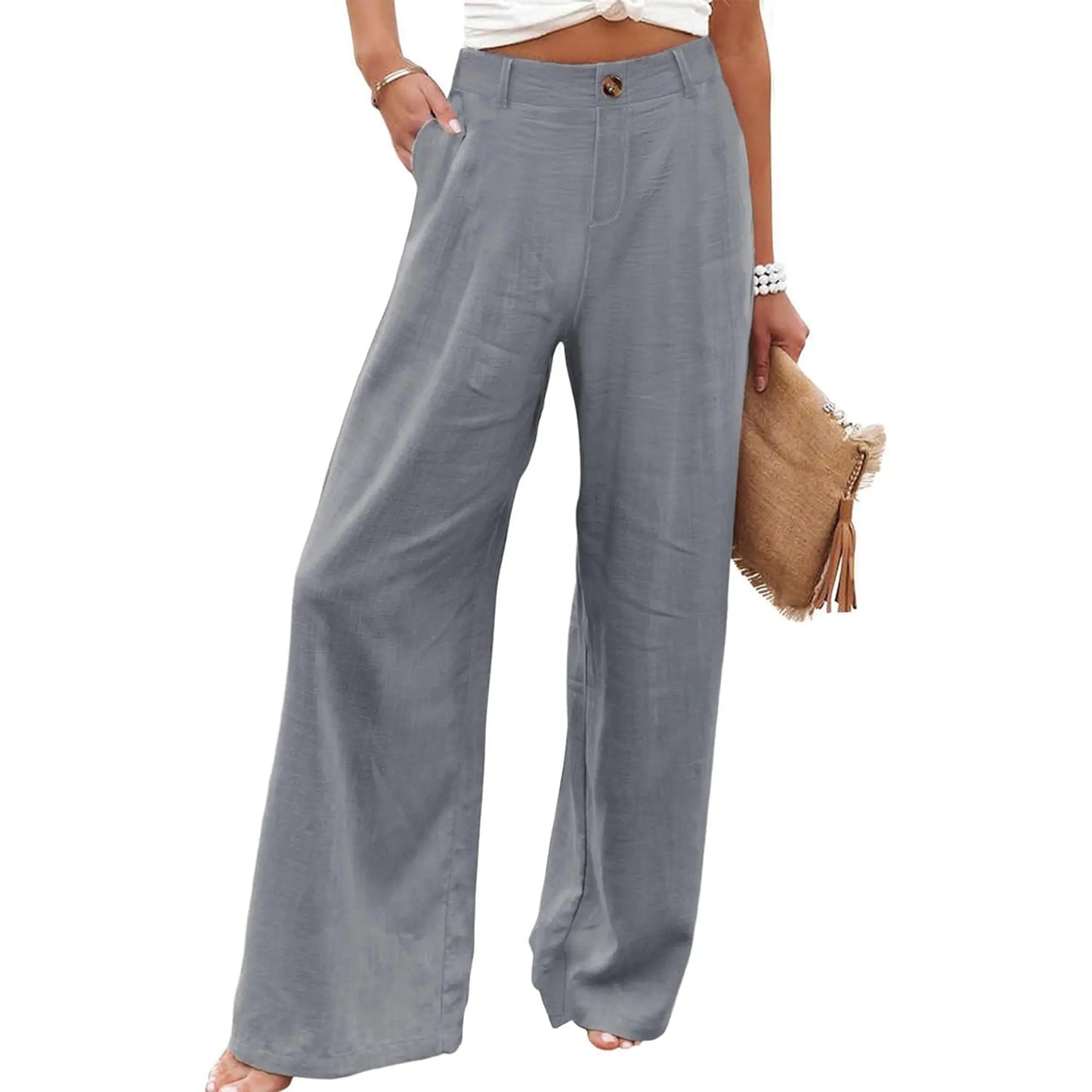 Women's High Waisted Wide Leg Linen Pants