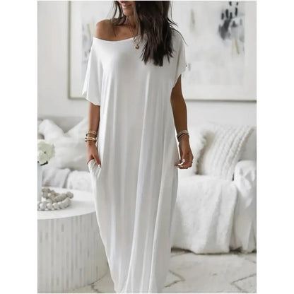 Women's Solid Color Batwing Sleeve Lounge Dress
