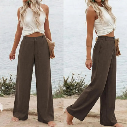 Women's High Waisted Wide Leg Linen Pants