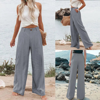 Women's High Waisted Wide Leg Linen Pants