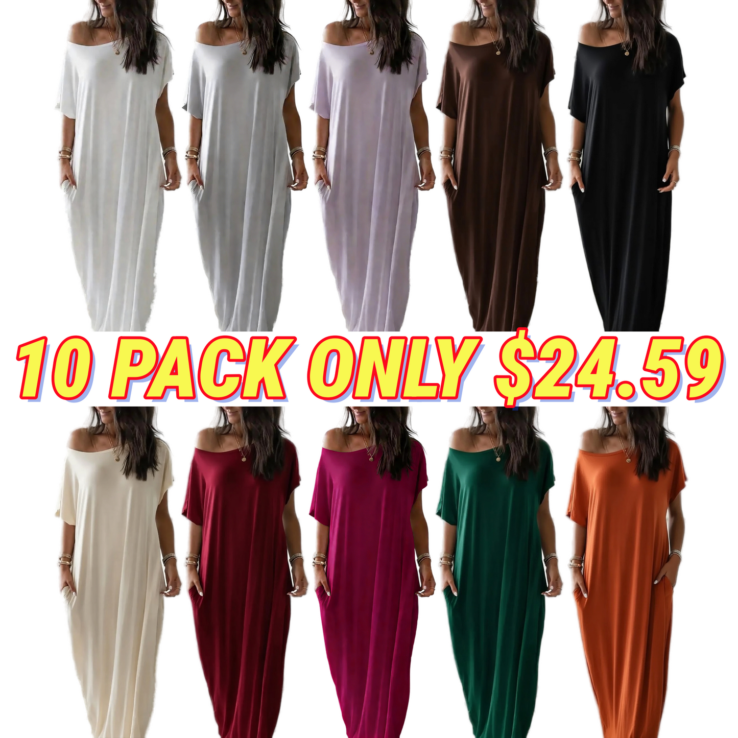 Women's Solid Color Batwing Sleeve Lounge Dress