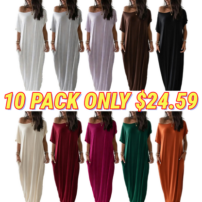 Women's Solid Color Batwing Sleeve Lounge Dress