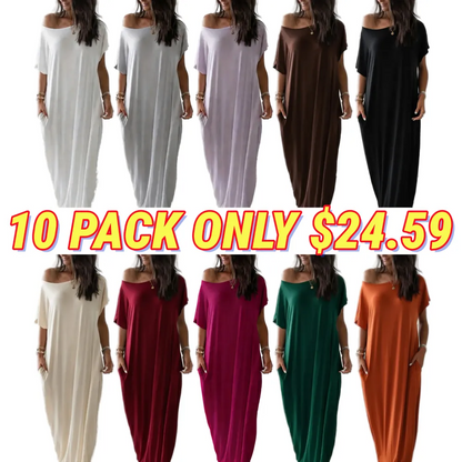 Women's Solid Color Batwing Sleeve Lounge Dress