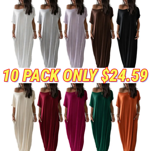 Women's Solid Color Batwing Sleeve Lounge Dress