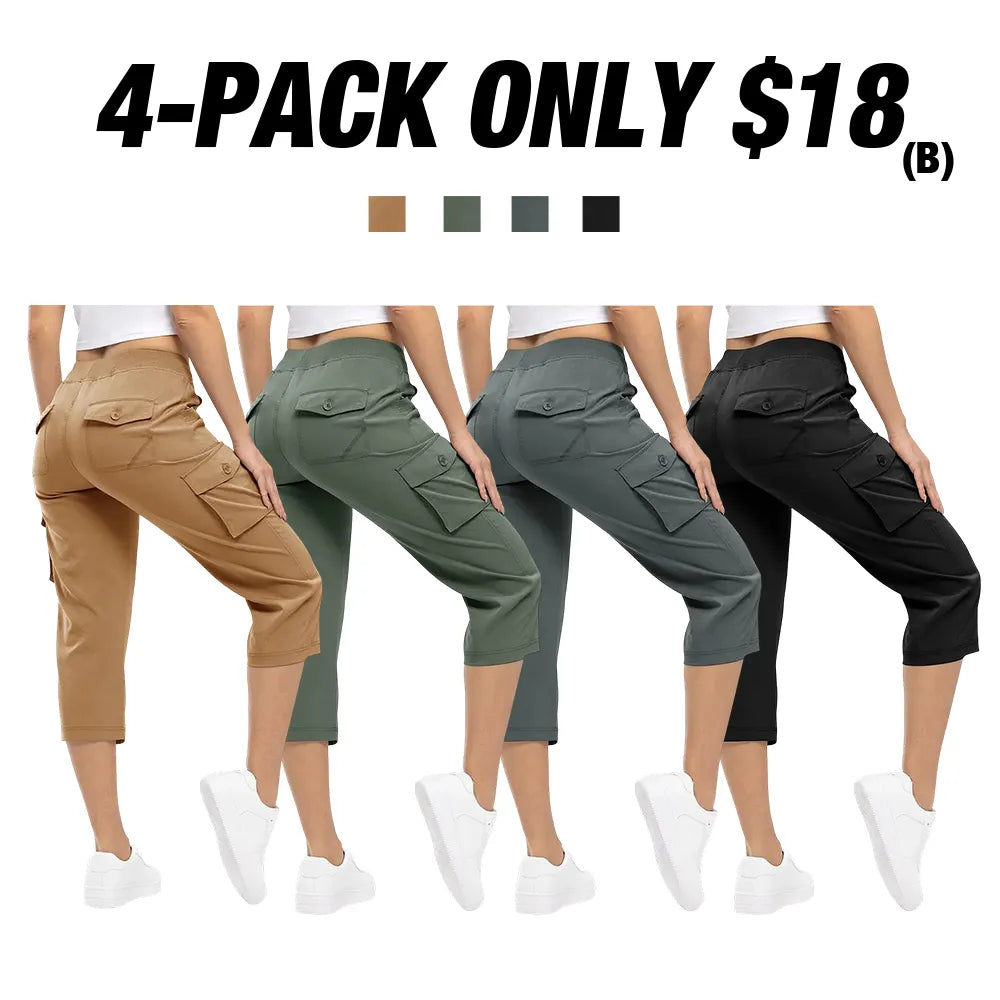 🔥Last day promotion🔥Women's Cargo Capris Lightweight Hiking Pants Shorts Cropped Cotton