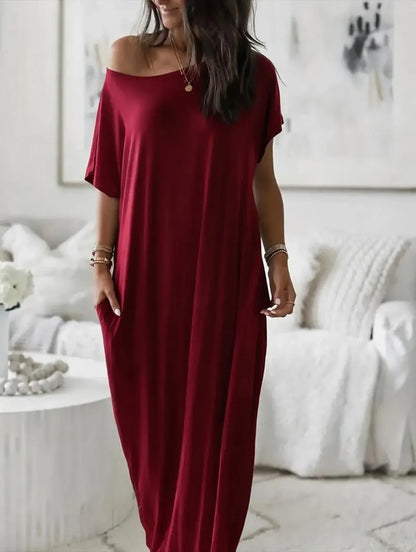 Women's Solid Color Batwing Sleeve Lounge Dress