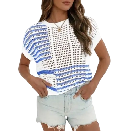 Women'S Bohemian Style Beige V-Neck Crochet Top