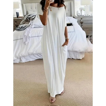 Women's Solid Color Batwing Sleeve Lounge Dress