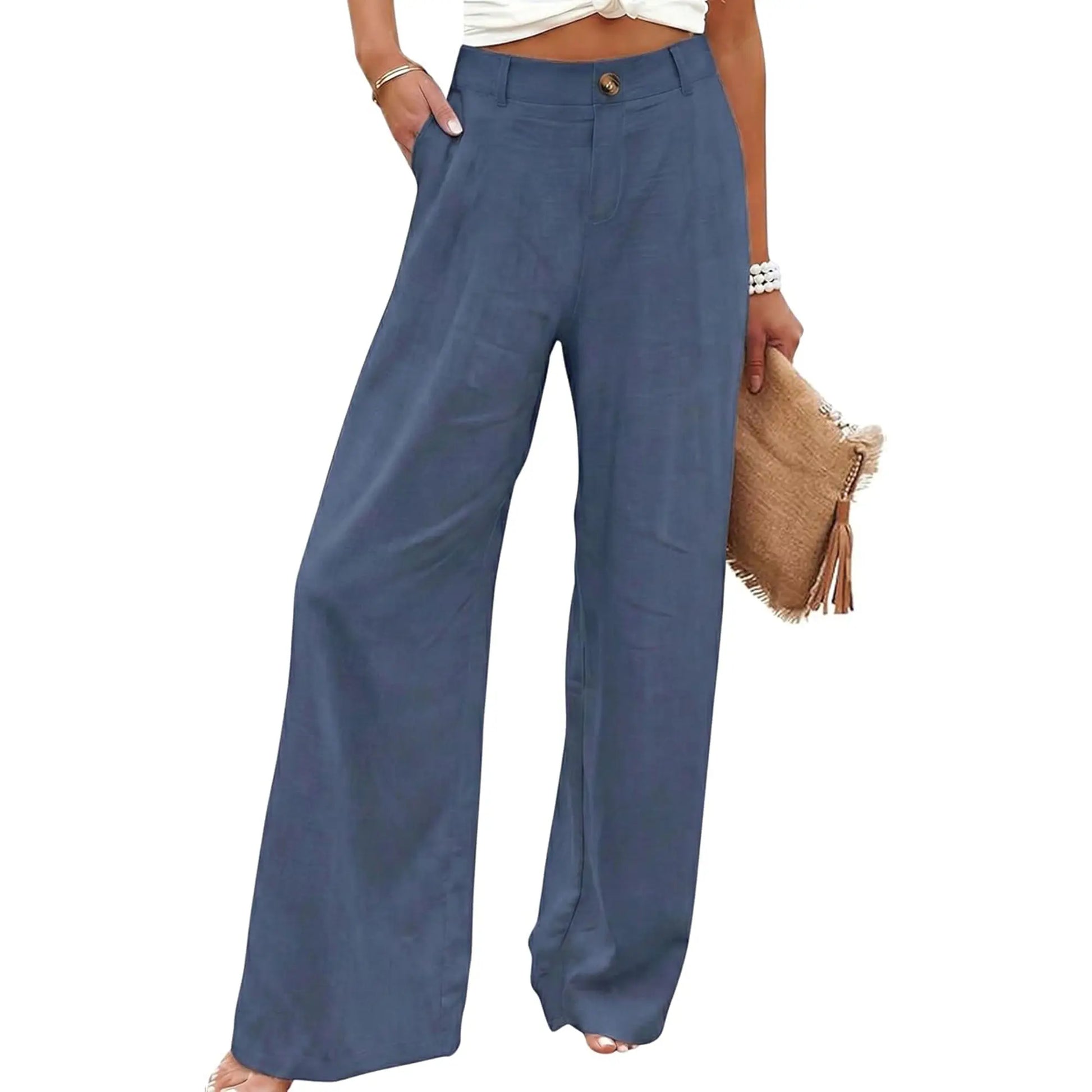 Women's High Waisted Wide Leg Linen Pants
