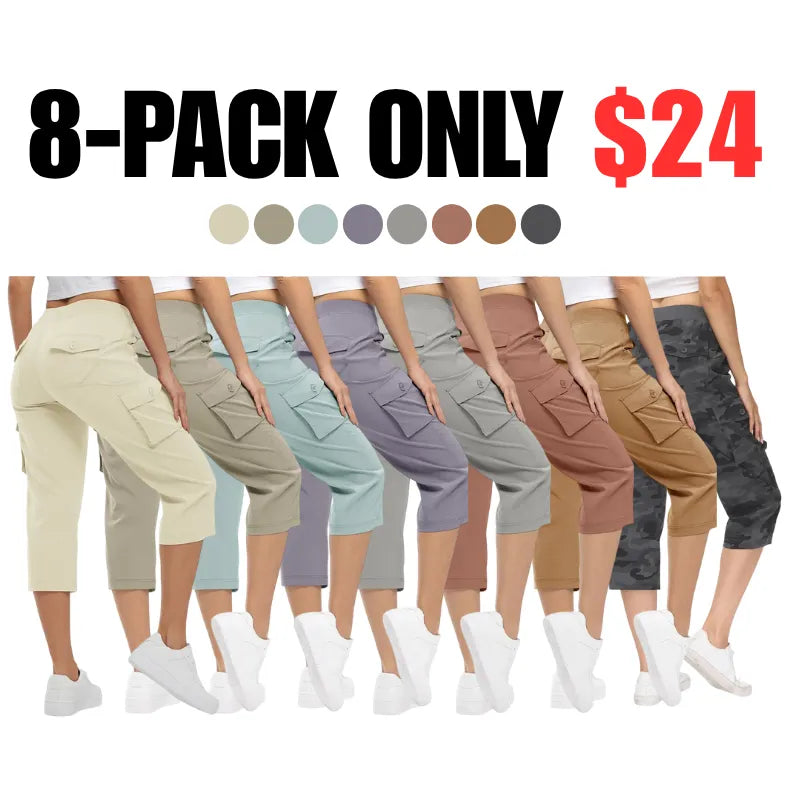 🔥Last day promotion🔥Women's Cargo Capris Lightweight Hiking Pants Shorts Cropped Cotton