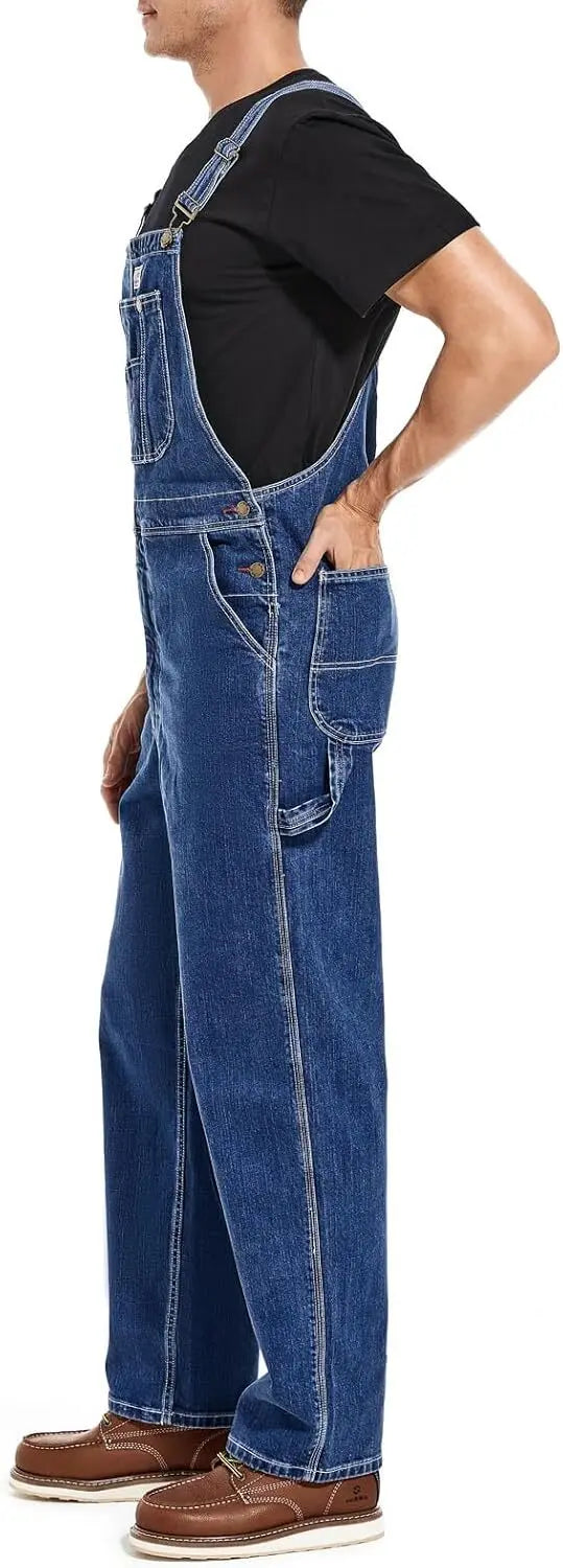 🔥Men's 4-Pack Flex Denim Bib Overalls — Adjustable & Utility Ready