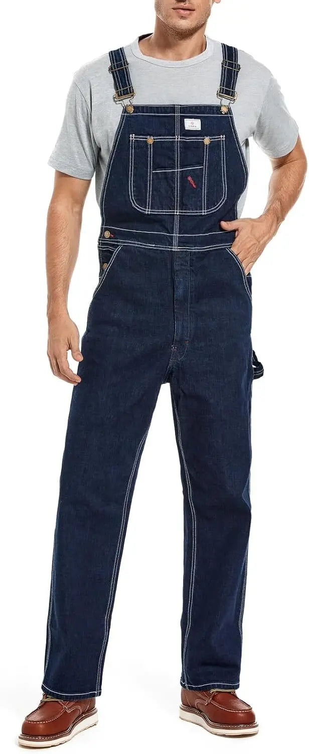 🔥Men's 8-Pack Flex Denim Bib Overalls — Adjustable & Utility Read