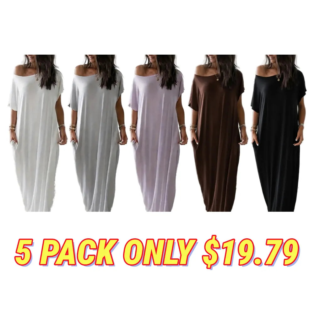 Women's Solid Color Batwing Sleeve Lounge Dress