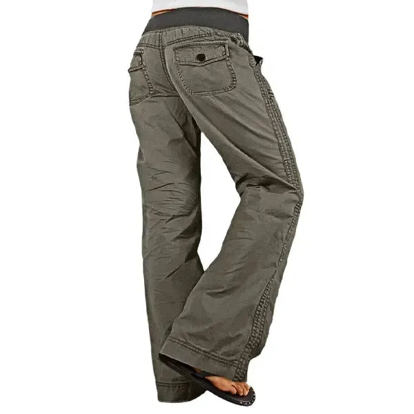 Solid Seam Detail Drawstring Mid Rise Straight Leg Pants High Stretch Fabric Women's Wear Minimalist Fit Basic Style Multiple Colors