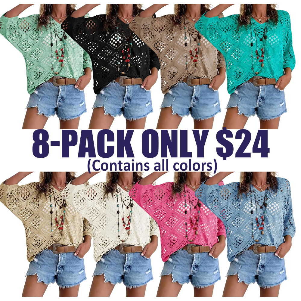 Women'S Bohemian Style Beige V-Neck Crochet Top