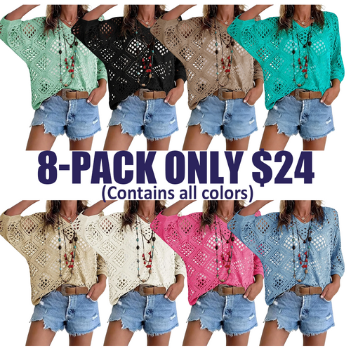 Women'S Bohemian Style Beige V-Neck Crochet Top