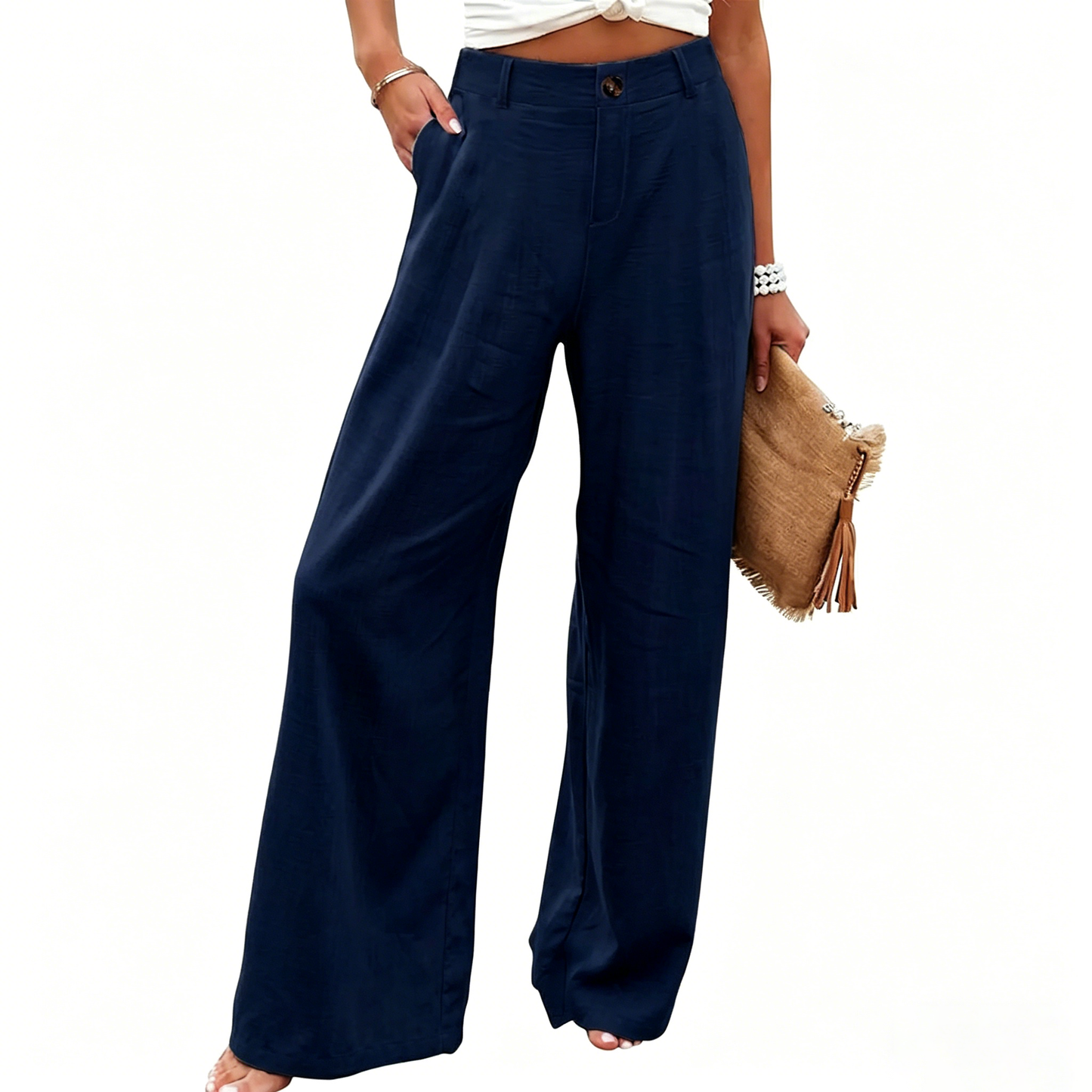 Women's High Waisted Wide Leg Linen Pants