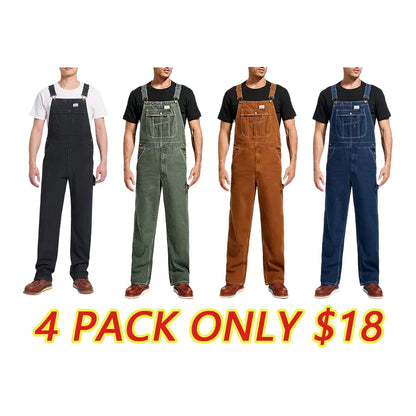 🔥Men's 8-Pack Flex Denim Bib Overalls — Adjustable & Utility Read