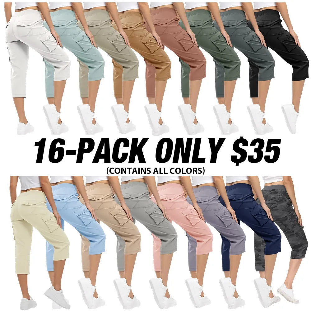 🔥Last day promotion🔥Women's Cargo Capris Lightweight Hiking Pants Shorts Cropped Cotton