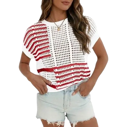 Women'S Bohemian Style Beige V-Neck Crochet Top